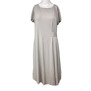 George Simonton Says Dress Womens Sz S Gray Jersey Knit Short Sleeve Midi